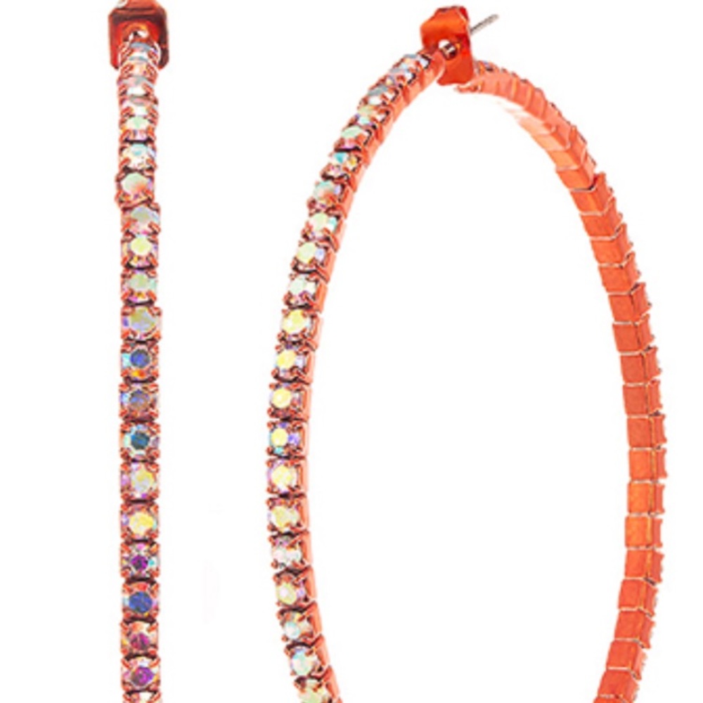 💎Gorgeous Colorful Rhinestone Hoop Earrings - Picture 2 of 2
